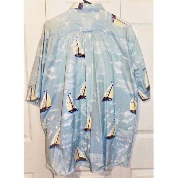 Michael Austin Rugged Wear XXL Short Sleeve Button Down Nautical FLAW READ! - Picture 3 of 6